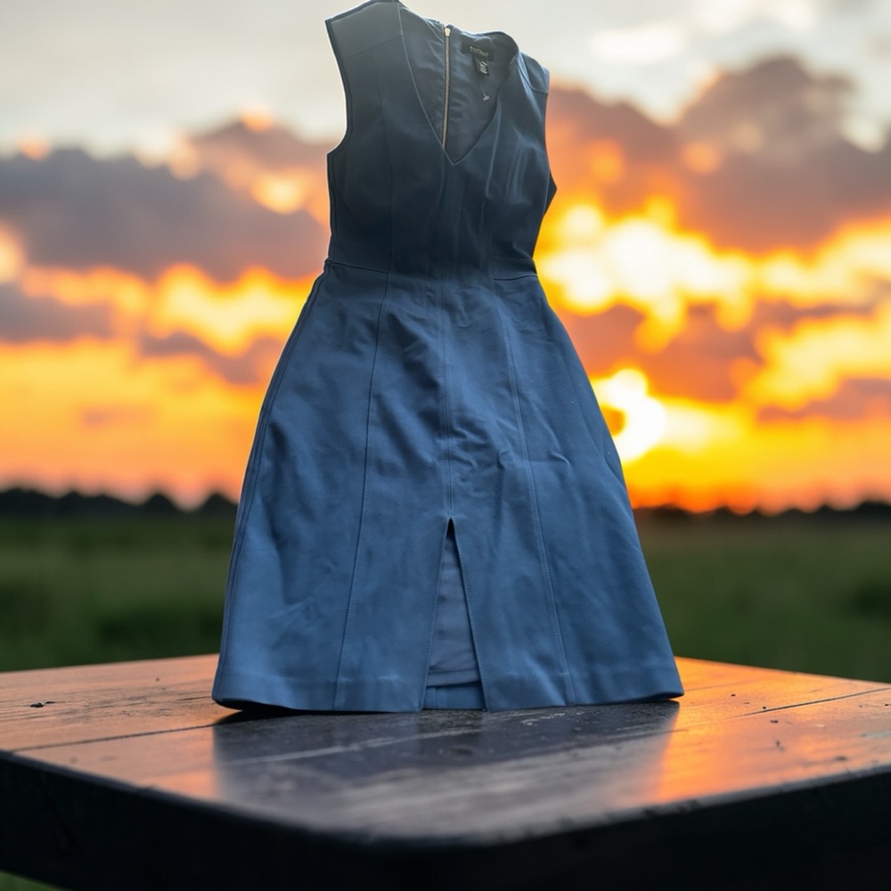 White House Black Market Blue V-Neck Dress